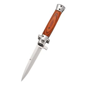 Outdoor Camping Multi-purpose Stainless Steel Wooden Handle Folding Knife