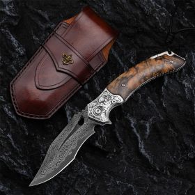 Outdoor Survival Camping Damascus Steel Folding Knife